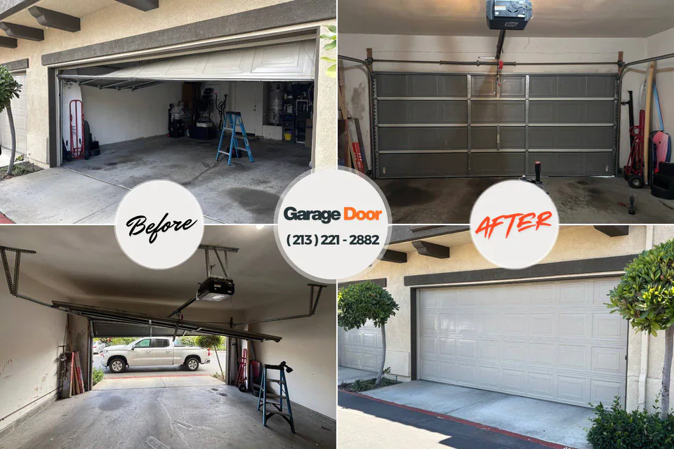 Before and after: garage door repair Scottdale, GA